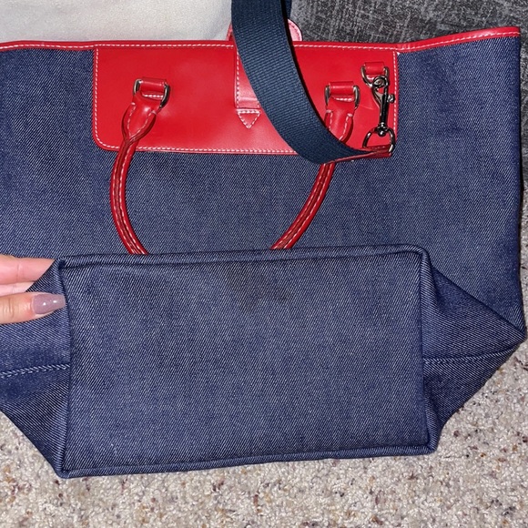 Dooney and Bourke denim and red satchel - Picture 5 of 9